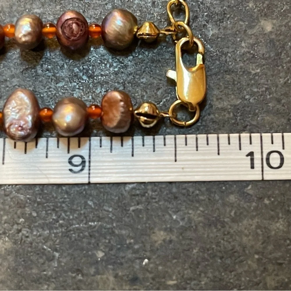 Handmade Red Agate, Coral, Freshwater Pearls, Amethyst &‎ Glass Beaded Necklace